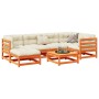 Gartensofa-Set 7-teilig aus massivem Kiefernholz, wachsbraun von vidaXL, Gartensets - Ref: Foro24-3299531, Preis: 426,78 €, R...