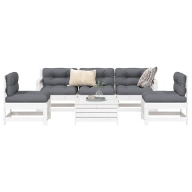 Gartensofa-Set 6-teilig aus massivem weißem Kiefernholz von vidaXL, Gartensets - Ref: Foro24-3250737, Preis: 406,51 €, Rabatt: %