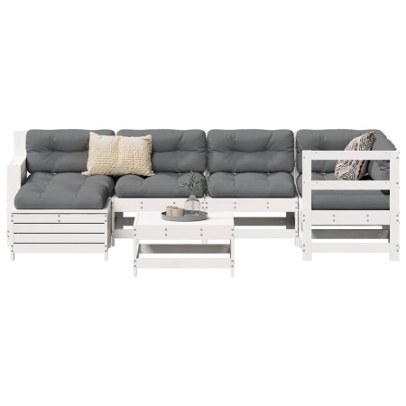 Gartensofa-Set 7-teilig aus massivem weißem Kiefernholz von vidaXL, Gartensets - Ref: Foro24-3250917, Preis: 516,99 €, Rabatt: %