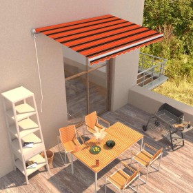 Manual retractable awning in orange and brown, 350x250 cm. by vidaXL, Awnings - Ref: Foro24-3051211, Price: 247,23 €, Discoun...