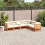 6-teilige Gartensofagarnitur mit wachsbraunen Kissen aus Kiefernholz von vidaXL, Gartensets - Ref: Foro24-3299457, Preis: 682...