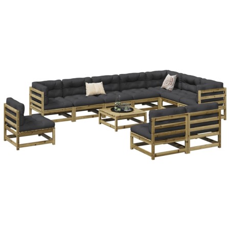 Gartensofa-Set 11-teilig aus imprägniertem Kiefernholz von vidaXL, Gartensets - Ref: Foro24-3299488, Preis: 600,99 €, Rabatt: %