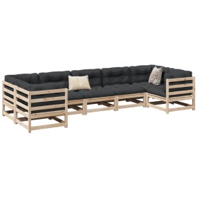 Gartensofa-Set 7-teilig aus massivem Kiefernholz von vidaXL, Gartensets - Ref: Foro24-3299614, Preis: 388,99 €, Rabatt: %