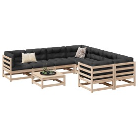 9-teiliges Gartensofa-Set mit Kissen aus massivem Kiefernholz von vidaXL, Gartensets - Ref: Foro24-3299370, Preis: 830,30 €, ...