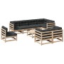 9-teiliges Gartensofa-Set mit Kissen aus massivem Kiefernholz von vidaXL, Gartensets - Ref: Foro24-3299512, Preis: 861,69 €, ...