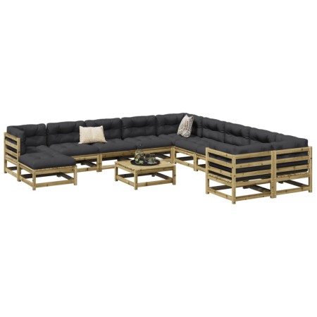 Gartensofa-Set 12-teilig aus imprägniertem Kiefernholz von vidaXL, Gartensets - Ref: Foro24-3299654, Preis: 691,48 €, Rabatt: %