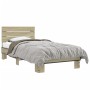 Estructura cama madera ingeniería metal roble Sonoma 75x190 cm de vidaXL, Camas y somieres - Ref: Foro24-845748, Precio: 94,5...