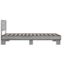 Estructura cama madera ingeniería metal gris Sonoma 90x190 cm de vidaXL, Camas y somieres - Ref: Foro24-845755, Precio: 100,6...