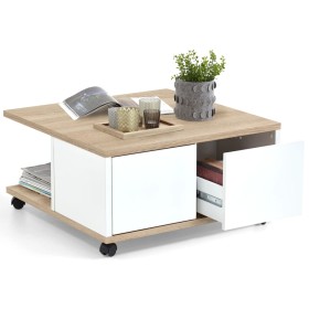 FMD Portable coffee table oak and glossy white 70x70x36 cm by FMD, Coffee table - Ref: Foro24-428799, Price: 193,60 €, Discou...