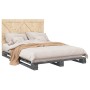 Bed frame with gray pine wood headboard 160x200 cm by vidaXL, Beds and slatted bases - Ref: Foro24-3281583, Price: 219,99 €, ...