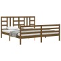 Honey brown solid wood bed frame with headboard by vidaXL, Beds and slatted bases - Ref: Foro24-3193939, Price: 189,40 €, Dis...