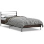 Oak brown metal engineered wood bed frame 90x190 cm by vidaXL, Beds and slatted bases - Ref: Foro24-845631, Price: 101,24 €, ...