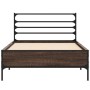 Oak brown metal engineered wood bed frame 90x190 cm by vidaXL, Beds and slatted bases - Ref: Foro24-845631, Price: 101,24 €, ...