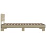 Estructura cama madera ingeniería metal roble Sonoma 90x200 cm de vidaXL, Camas y somieres - Ref: Foro24-845743, Precio: 99,8...