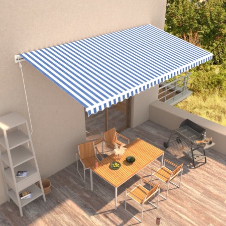 Toldo automático retráctil azul y blanco 600x300 cm de vidaXL, Toldos - Ref: Foro24-3051204, Precio: 691,60 €, Descuento: %