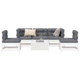 Gartensofa-Set 6-teilig aus massivem weißem Kiefernholz von vidaXL, Gartensets - Ref: Foro24-3250721, Preis: 416,36 €, Rabatt: %