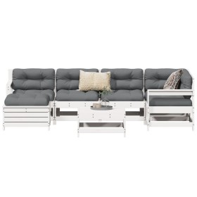 Gartensofa-Set 7-teilig aus massivem weißem Kiefernholz von vidaXL, Gartensets - Ref: Foro24-3250957, Preis: 468,99 €, Rabatt: %