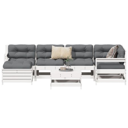 Gartensofa-Set 7-teilig aus massivem weißem Kiefernholz von vidaXL, Gartensets - Ref: Foro24-3250957, Preis: 491,79 €, Rabatt: %