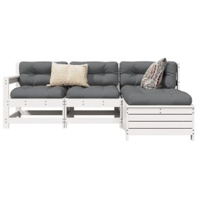 Gartensofa-Set 4-teilig aus massivem weißem Kiefernholz von vidaXL, Gartensets - Ref: Foro24-3250777, Preis: 297,78 €, Rabatt: %