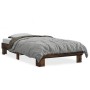 Engineered wood bed frame metal smoke oak 75x190 cm by vidaXL, Beds and slatted bases - Ref: Foro24-845879, Price: 82,04 €, D...