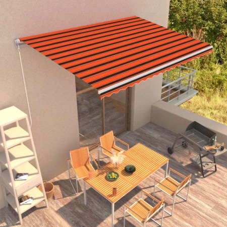 Orange and brown retractable manual awning 450x300 cm by vidaXL, Awnings - Ref: Foro24-3051219, Price: 370,96 €, Discount: %