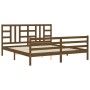 Honey brown solid wood bed frame with headboard by vidaXL, Beds and slatted bases - Ref: Foro24-3193939, Price: 189,40 €, Dis...