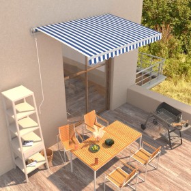 Blue and white automatic retractable awning 350x250 cm by vidaXL, Awnings - Ref: Foro24-3051228, Price: 406,78 €, Discount: %