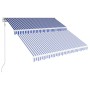 Blue and white automatic retractable awning 350x250 cm by vidaXL, Awnings - Ref: Foro24-3051228, Price: 407,01 €, Discount: %