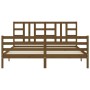 Honey brown solid wood bed frame with headboard by vidaXL, Beds and slatted bases - Ref: Foro24-3193939, Price: 189,40 €, Dis...