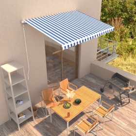 Toldo manual retráctil azul y blanco 350x250 cm de vidaXL, Toldos - Ref: Foro24-3051209, Precio: 239,42 €, Descuento: %