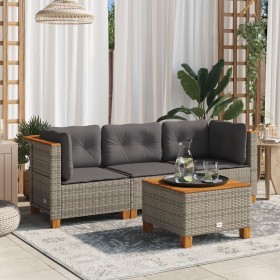 3-Sitzer-Gartensofa mit grauen synthetischen Rattankissen von vidaXL, Outdoor-Sofas - Ref: Foro24-365918, Preis: 255,99 €, Ra...