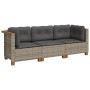 3-seater garden sofa with gray synthetic rattan cushions by vidaXL, Outdoor sofas - Ref: Foro24-365918, Price: 255,08 €, Disc...