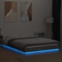 Bed frame with LED lights concrete gray wood 140x190 cm by vidaXL, Beds and slatted bases - Ref: Foro24-3281129, Price: 170,4...