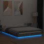 Estructura cama con luces LED madera gris hormigón 135x190 cm de vidaXL, Camas y somieres - Ref: Foro24-3281136, Precio: 171,...