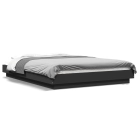 Estructura cama con luces LED madera ingeniería negro 135x190cm de vidaXL, Camas y somieres - Ref: Foro24-3281134, Precio: 17...