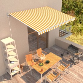 Yellow and white retractable manual awning 400x300 cm by vidaXL, Awnings - Ref: Foro24-3051214, Price: 296,95 €, Discount: %