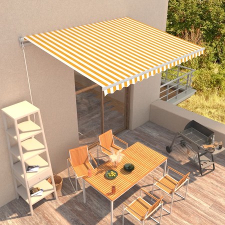 Toldo manual retráctil amarillo y blanco 400x300 cm de vidaXL, Toldos - Ref: Foro24-3051214, Precio: 296,95 €, Descuento: %