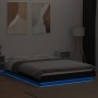 Bed frame with LED lights black engineered wood 135x190cm by vidaXL, Beds and slatted bases - Ref: Foro24-3281134, Price: 177...