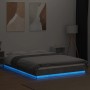 Estructura cama con luces LED madera gris hormigón 140x200 cm de vidaXL, Camas y somieres - Ref: Foro24-3281101, Precio: 232,...