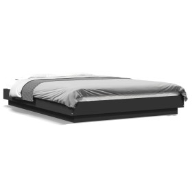 Estructura de cama madera de ingeniería negra 140x190 cm de vidaXL, Camas y somieres - Ref: Foro24-3281218, Precio: 155,99 €,...