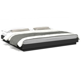 Estructura de cama madera de ingeniería negra 200x200 cm de vidaXL, Camas y somieres - Ref: Foro24-3281162, Precio: 179,99 €,...