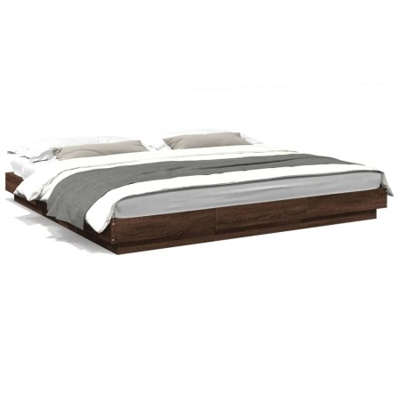 Oak brown engineered wood bed frame 180x200 cm by vidaXL, Beds and slatted bases - Ref: Foro24-3281174, Price: 178,67 €, Disc...