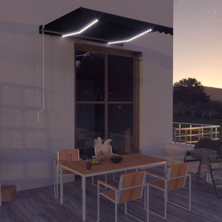 Toldo retráctil manual con LED gris antracita 300x250 cm de vidaXL, Toldos - Ref: Foro24-3051243, Precio: 254,39 €, Descuento: %