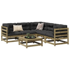 6-piece garden sofa set with impregnated pine wood cushions by vidaXL, Garden sets - Ref: Foro24-3299448, Price: 574,99 €, Di...