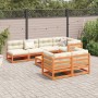 8-piece garden sofa set with wax-brown pine wood cushions by vidaXL, Garden sets - Ref: Foro24-3299347, Price: 906,28 €, Disc...