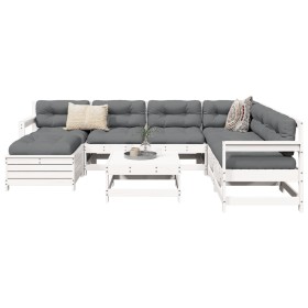 Gartensofa-Set 8-teilig aus massivem weißem Kiefernholz von vidaXL, Gartensets - Ref: Foro24-3250613, Preis: 566,99 €, Rabatt: %