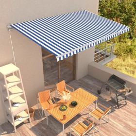 Toldo manual retráctil azul y blanco 500x300 cm de vidaXL, Toldos - Ref: Foro24-3051220, Precio: 368,93 €, Descuento: %