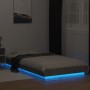 Bed frame with LED lights concrete gray wood 100x200 cm by vidaXL, Beds and slatted bases - Ref: Foro24-3281115, Price: 151,4...