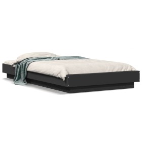 Estructura cama con luces LED madera ingeniería negro 90x190 cm de vidaXL, Camas y somieres - Ref: Foro24-3281148, Precio: 14...