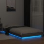 Sonoma gray wood bed frame with LED lights 100x200 cm by vidaXL, Beds and slatted bases - Ref: Foro24-3281117, Price: 156,99 ...